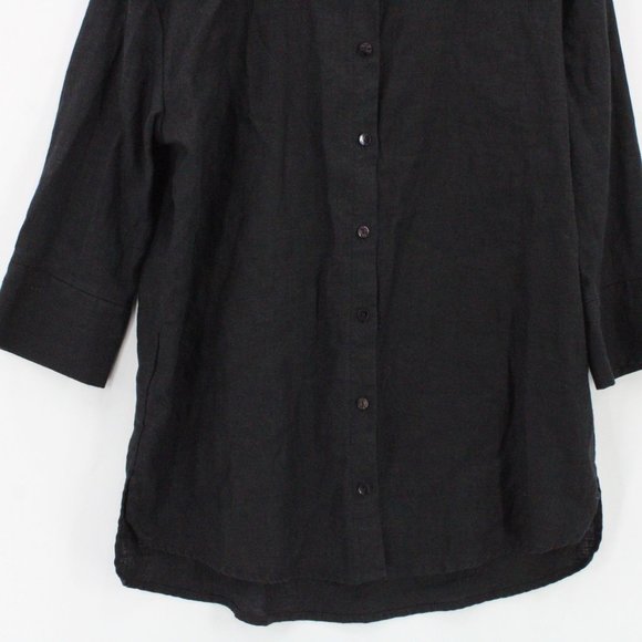 Neu Nomads Linen Shirt Womens Black Button Down Oversized 3/4 Sleeve Size XS - Picture 3 of 10